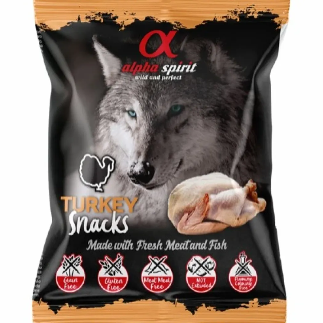 Alpha Spirit Turkey Snack 50 g - kornfri hundesnack med kalkun