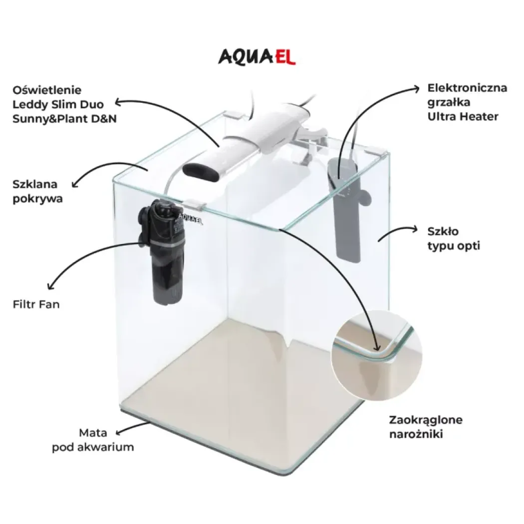 AquaEl Akvarie Opti Bent Hvid 30 Liter