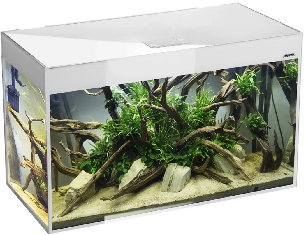 AquaEl Glossy akvarie i Hvid 120 cm 260 Liter