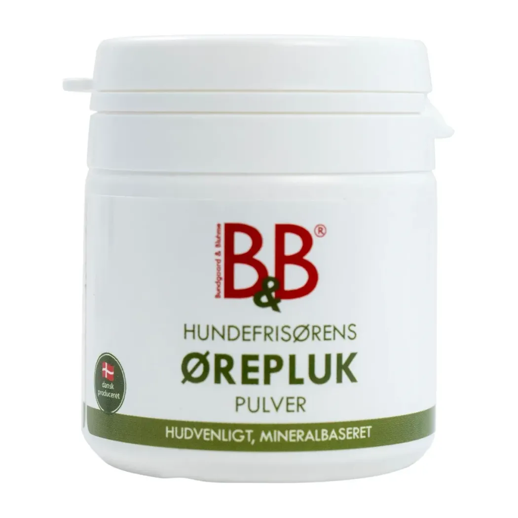 B&B mineralbaseret ørepluk pulver til hund - naturlig og nænsom pleje