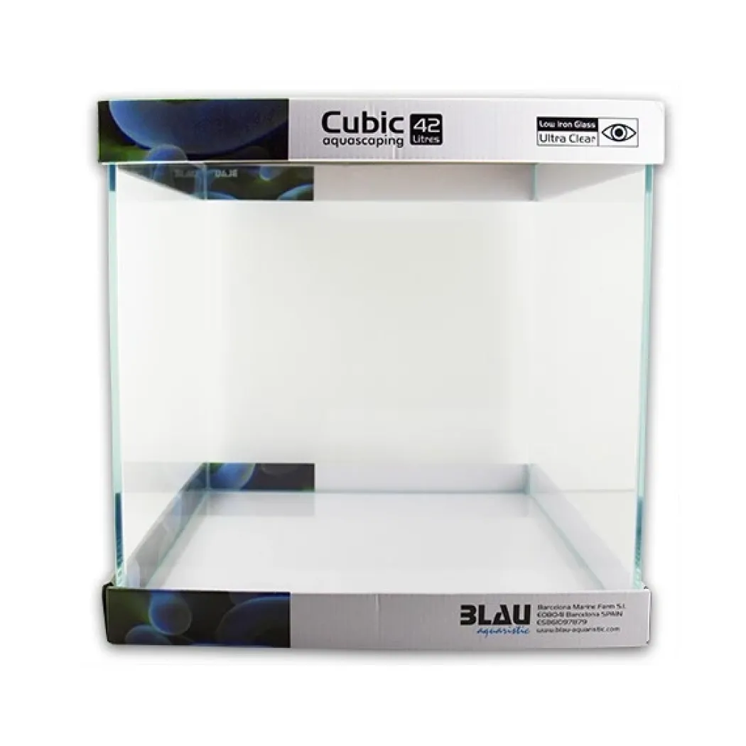 Blau Cubic Akvarium Aquascaping 42 L Optiwhite glas (35X35X35)