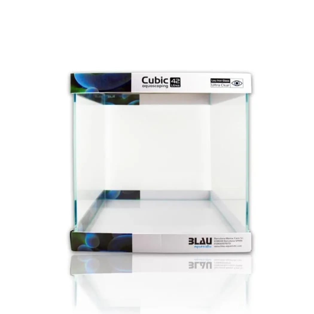 Blau Cubic Akvarium Aquascaping 42 L Optiwhite glas (35X35X35)