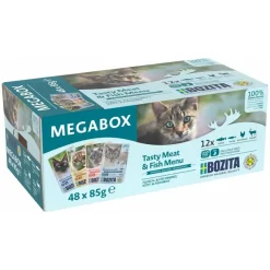 Bozita Feline breve Megabox 48x85 g - vådfoder til kat - 12 POSER GRATIS