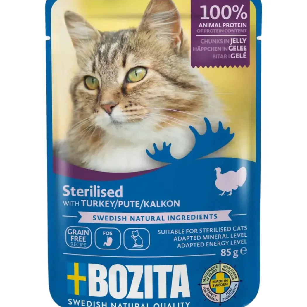 Bozita Kattefoder pose 85g Steriliseret kalkun gele