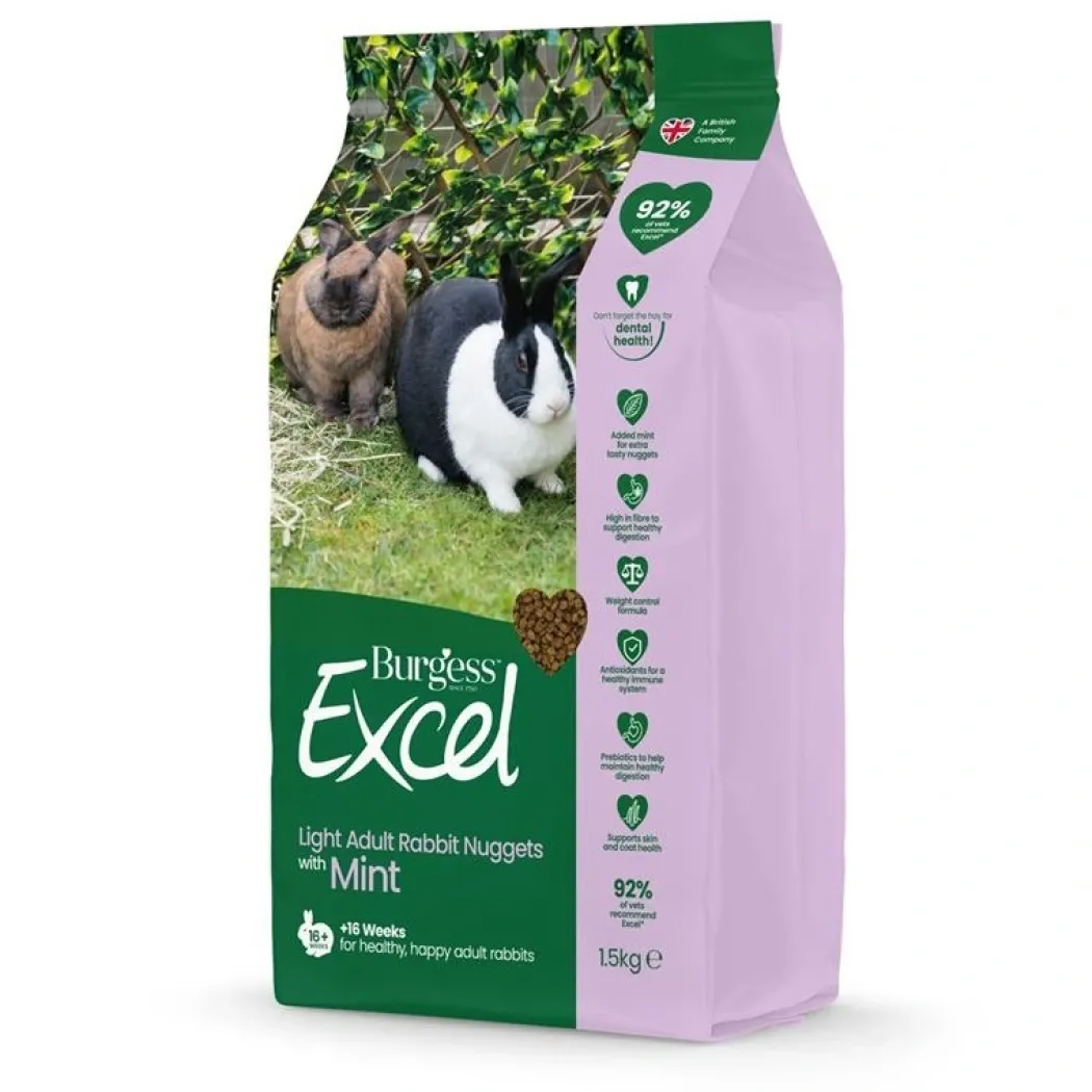 Burgess Excel Light Kaninfoder 1,5 kg - Mint og Vægtkontrol