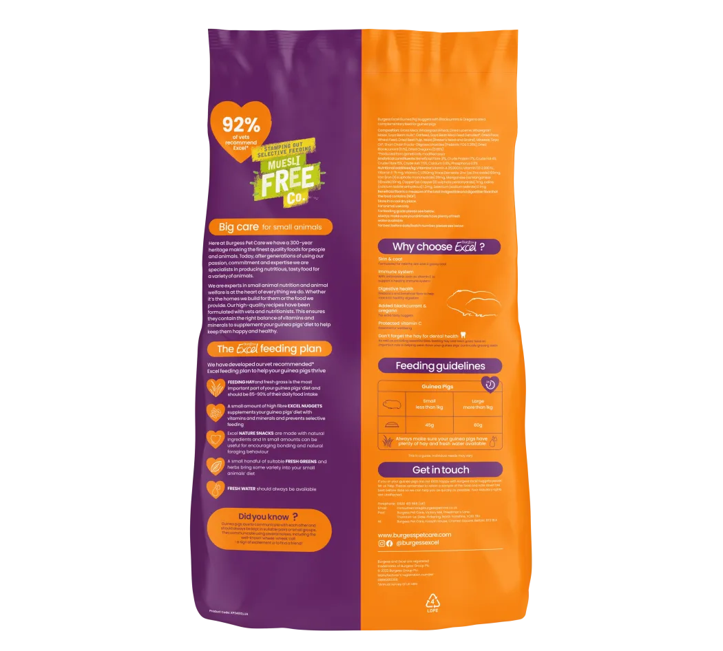 Burgess Excel Marsvin Solbær & Oregano 10 kg - fuldfoder med ekstra smag