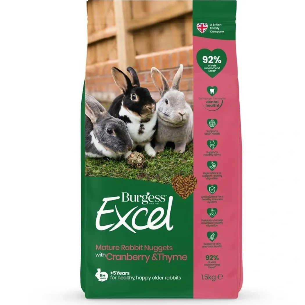 Burgess Excel Mature Kaninfoder 1,5 kg - Tranebær og Timian