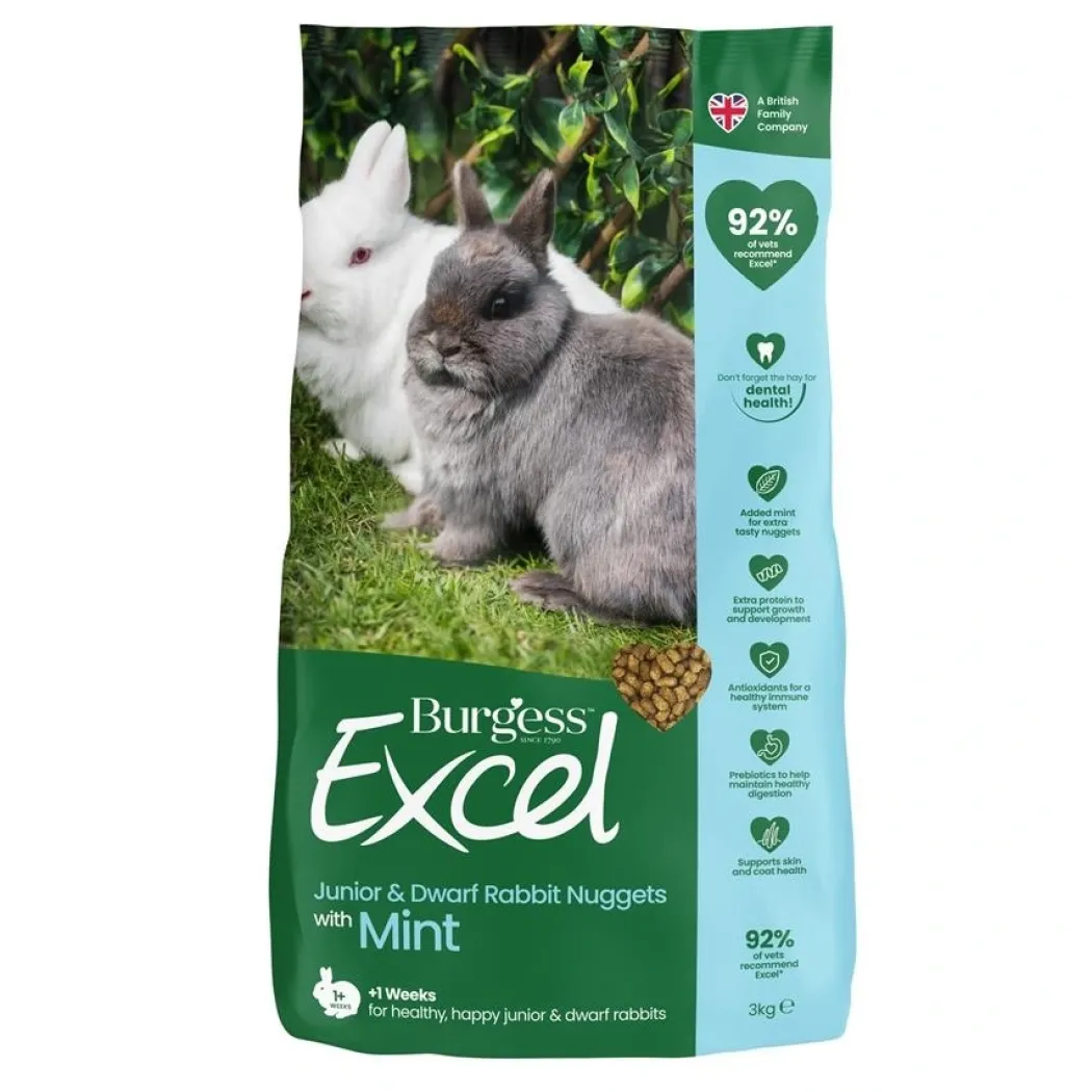 Burgess Excel Rabbit Junior & Dwarf 3 kg - Sund vækst og trivsel