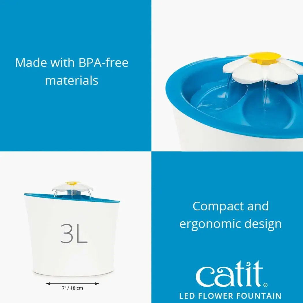 Catit Senses 2.0 Flower Fountain (drikkeautomat) 3 L med LED