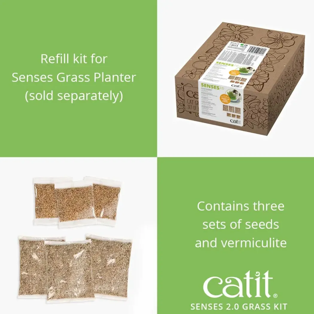 Catit Senses 2.0 Kattegræs Refill Kit sæt med 3 stk.
