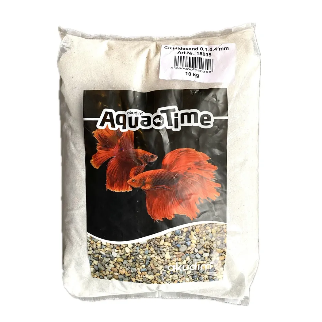 Cichlidesand 0,1-0,4 mm. 10 kg Hvid