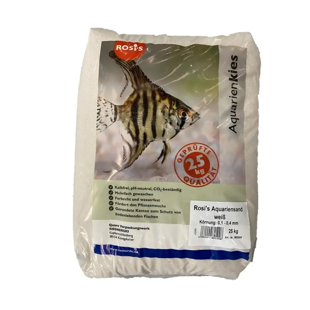 Cichlidesand 0,1-0,4 mm. 25 kg Hvid