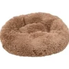 Cushion Krems fluffy rund hundeseng small khaki