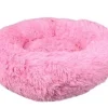 Cushion Krems fluffy rund hundeseng small lyserød