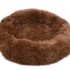Cushion Krems fluffy rund hundeseng small mørkebrun