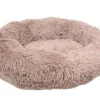 Cushion Krems fluffy rund hundeseng small lysebrun