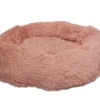 Cushion Krems fluffy rund hundeseng small gammelrosa