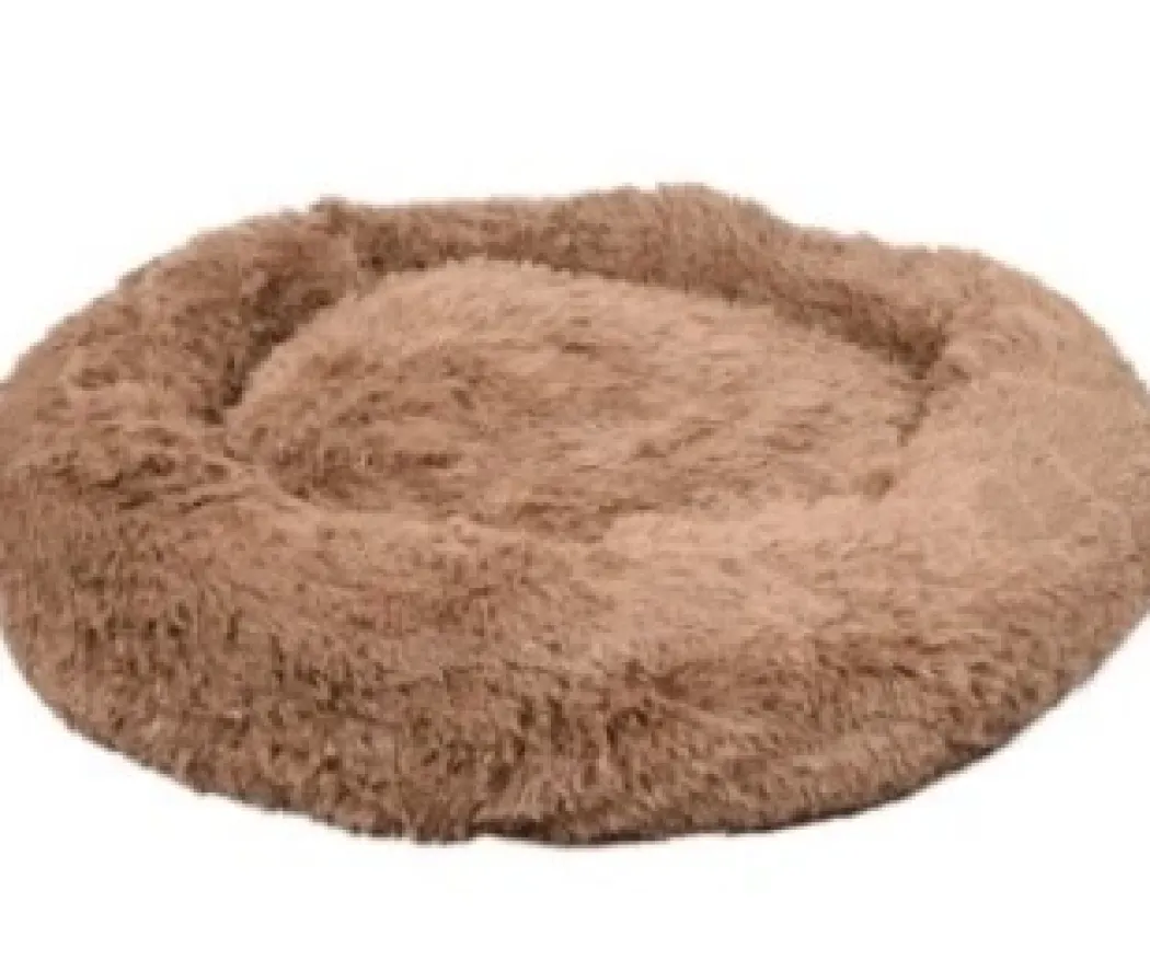 Cushion Krems fluffy rund hundeseng medium khaki