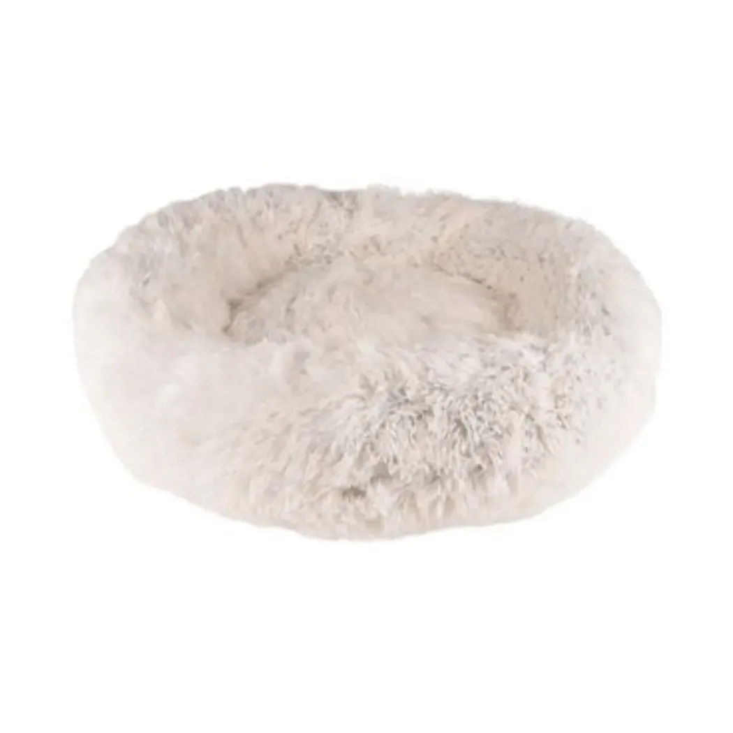 Cushion Krems fluffy rund hundeseng small hvid