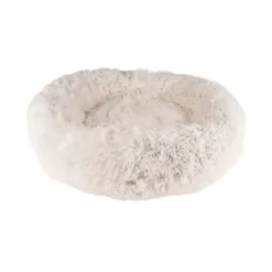 Cushion Krems fluffy rund hundeseng medium hvid