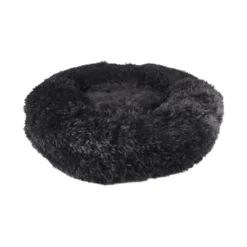 Cushion Krems fluffy rund hundeseng medium sort