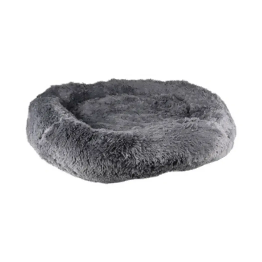 Cushion Krems fluffy rund hundeseng large grå