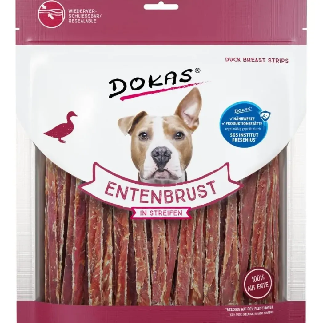 Dokas Andebryststrimler 500 g - naturlige hundesnacks