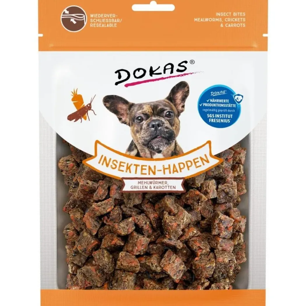 Dokas Insektgodbidder og gulerod 100 g - klimavenlige hundesnacks