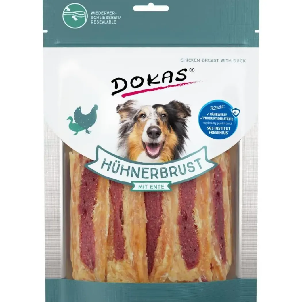 Dokas Kyllingebryst med and 220 g - naturlige hundesnacks af kylling og and