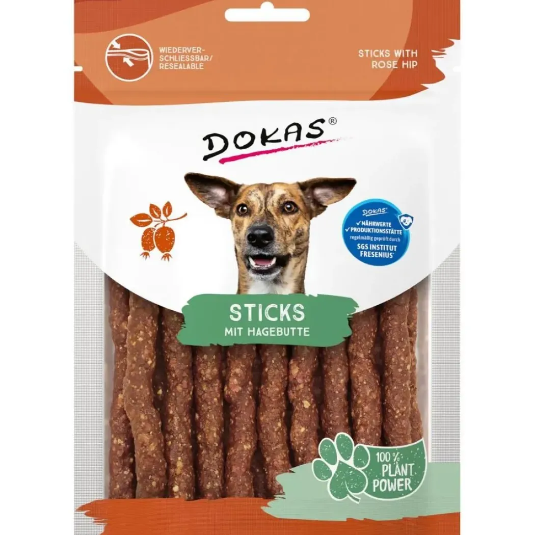 Dokas Stænger med hyben 105 g - vegetabilske hundesnacks