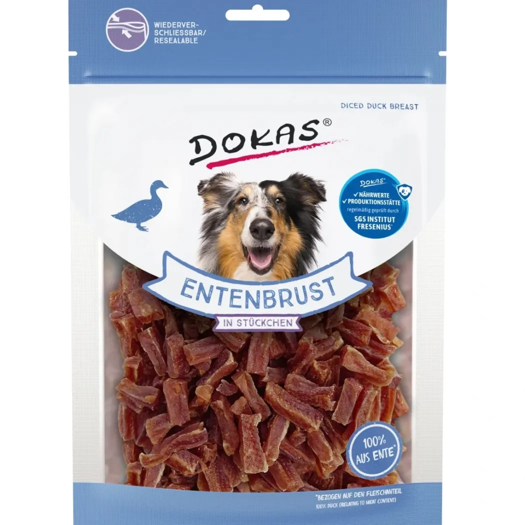 Dokas Tern af andebryst 200 g - store poser med lækre hundesnacks