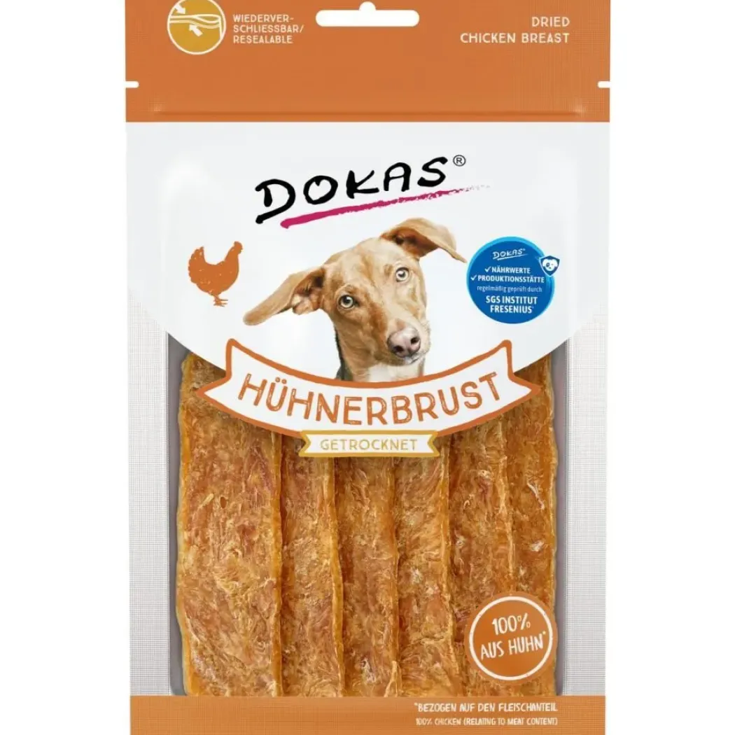 Dokas Tørret kyllingebryst 70 g - sunde hundesnacks af kylling
