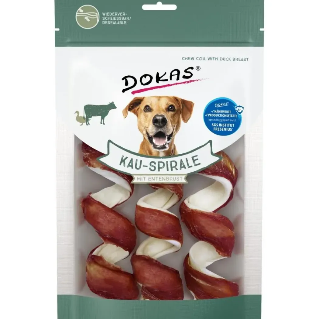 Dokas Tyggespiral med andebryst 3 stk 110 g - naturlige tyggeben