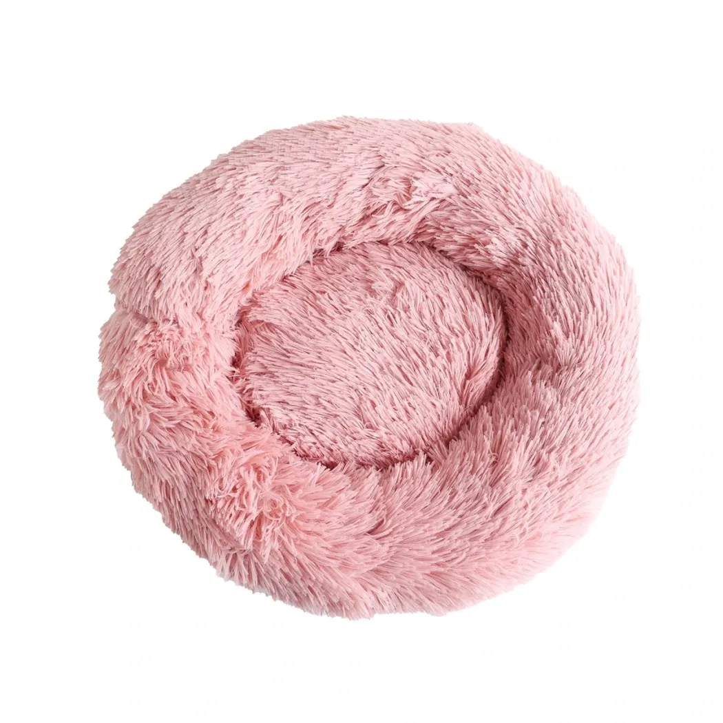 Donut Cozy Hundeseng Lyserød 60 cm - blød seng til mellemstore hunde
