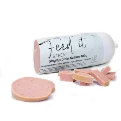 Feedit & Treat Pure Turkey 400 g - naturlig kalkunskærepølse til hund og kat