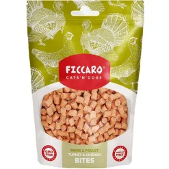 FICCARO Hundesnack Kalkun & Kylling Bites - kalkun og kylling i små bidder 100 g