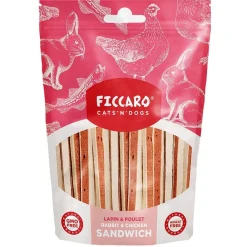 FICCARO Hundesnack Kanin & Kylling Sandwich - kanin og kylling i sandwichstykker 100 g