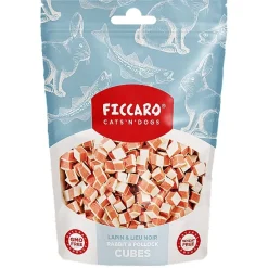 FICCARO Hundesnack Kanin & Sej Cubes - tern af kanin og sej 100 g