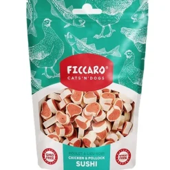 FICCARO Hundesnack Kylling og sej i sushi-form 100 g - lækre hundesnacks