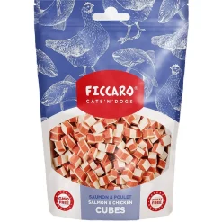 FICCARO Hundesnack Kylling og laks i tern 100 g - naturlige hundesnacks