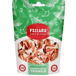 FICCARO Hundesnack Kylling & Sej Triangle - kylling og sej i trekantform 100 g