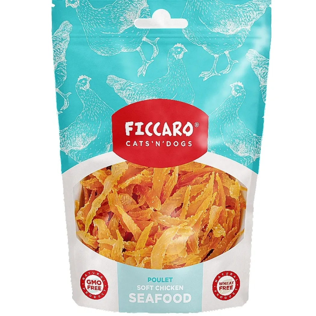 FICCARO Hundesnack Kylling Soft Seafood - bløde kyllingesnacks 100 g