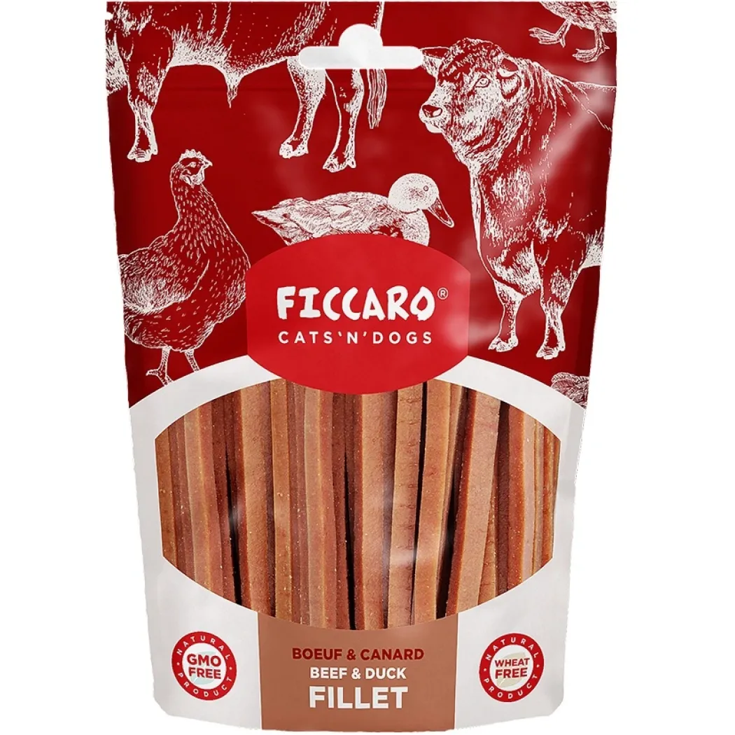 FICCARO Hundesnack Okse & And Fillet - okse og and i fileter 100 g