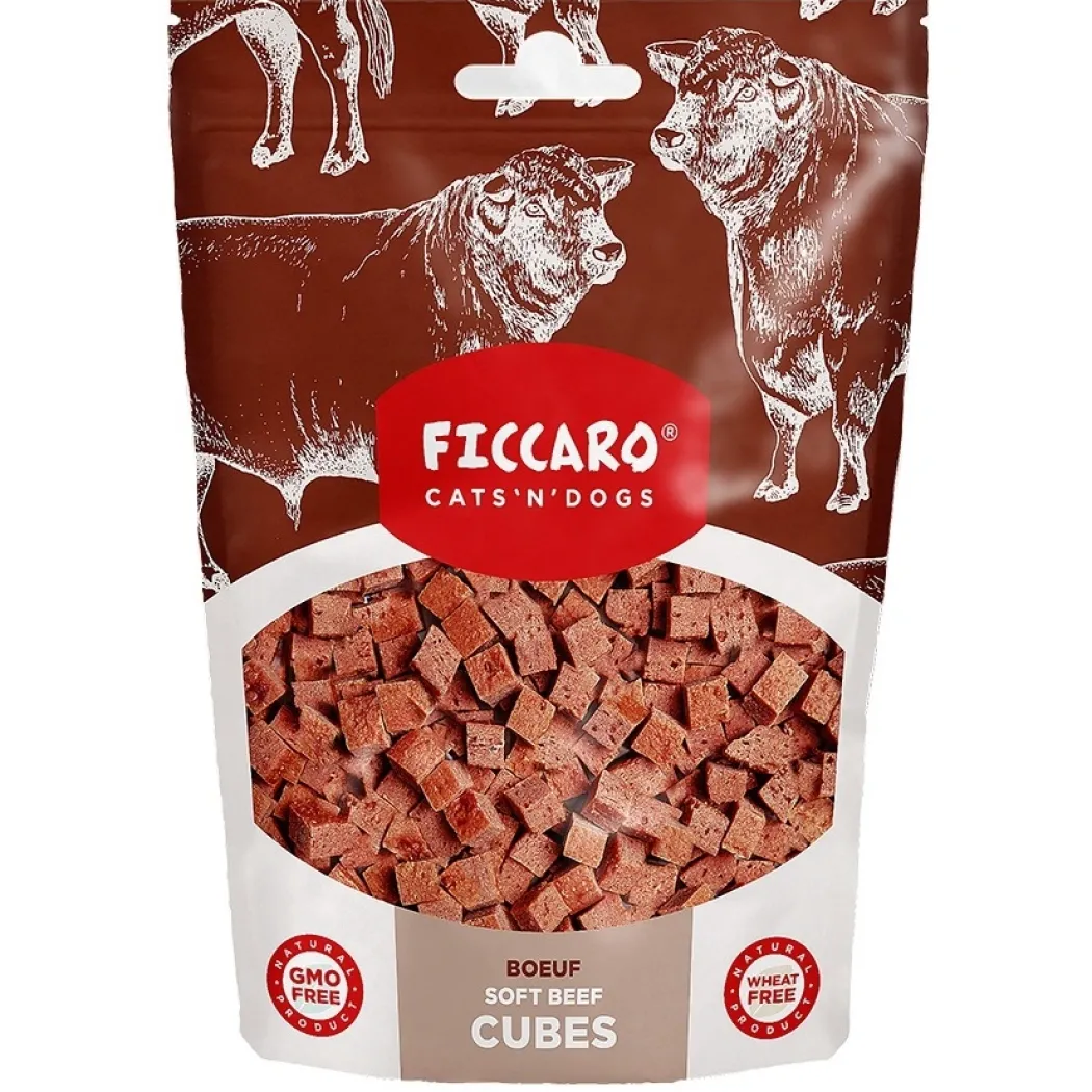 FICCARO Hundesnack Okse Soft Cubes - bløde tern af okse 100 g