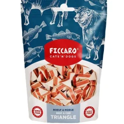 FICCARO Hundesnack Okse & Torsk Trekant - snacks med okse og torsk 100 g