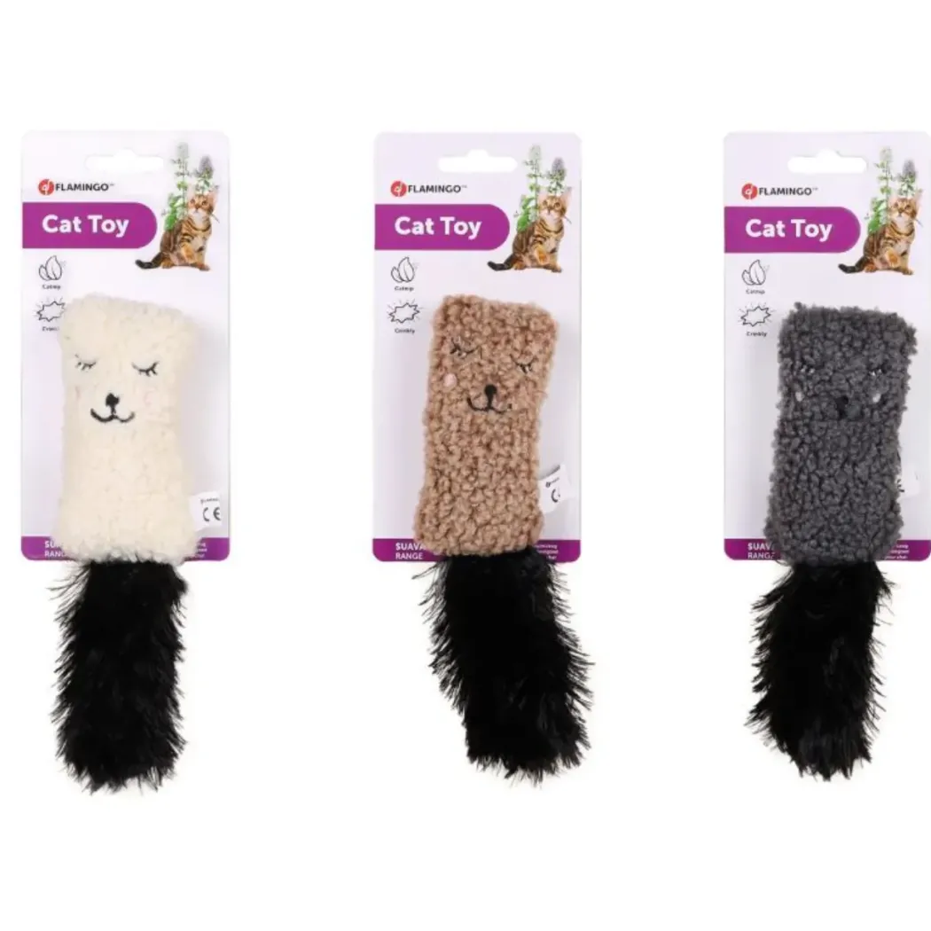 Flamingo Suava plyspude til kat med katteurt 20 cm