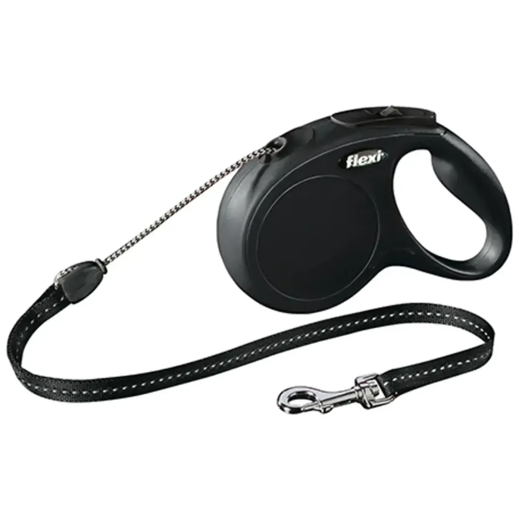 Flexi New Classic M Hundeline Sort 5 m - maks 20 kg