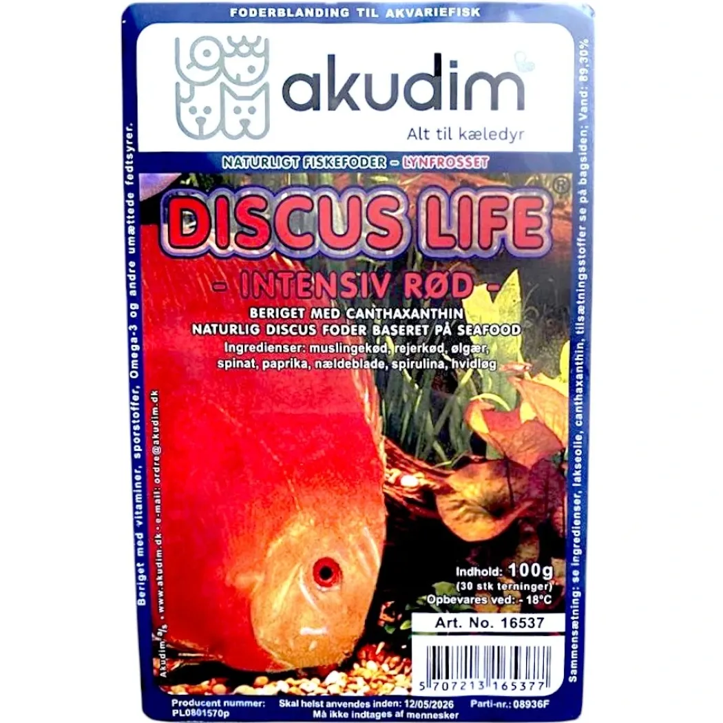 Frostfoder Ak Discus Life Intensiv Rød 100 g