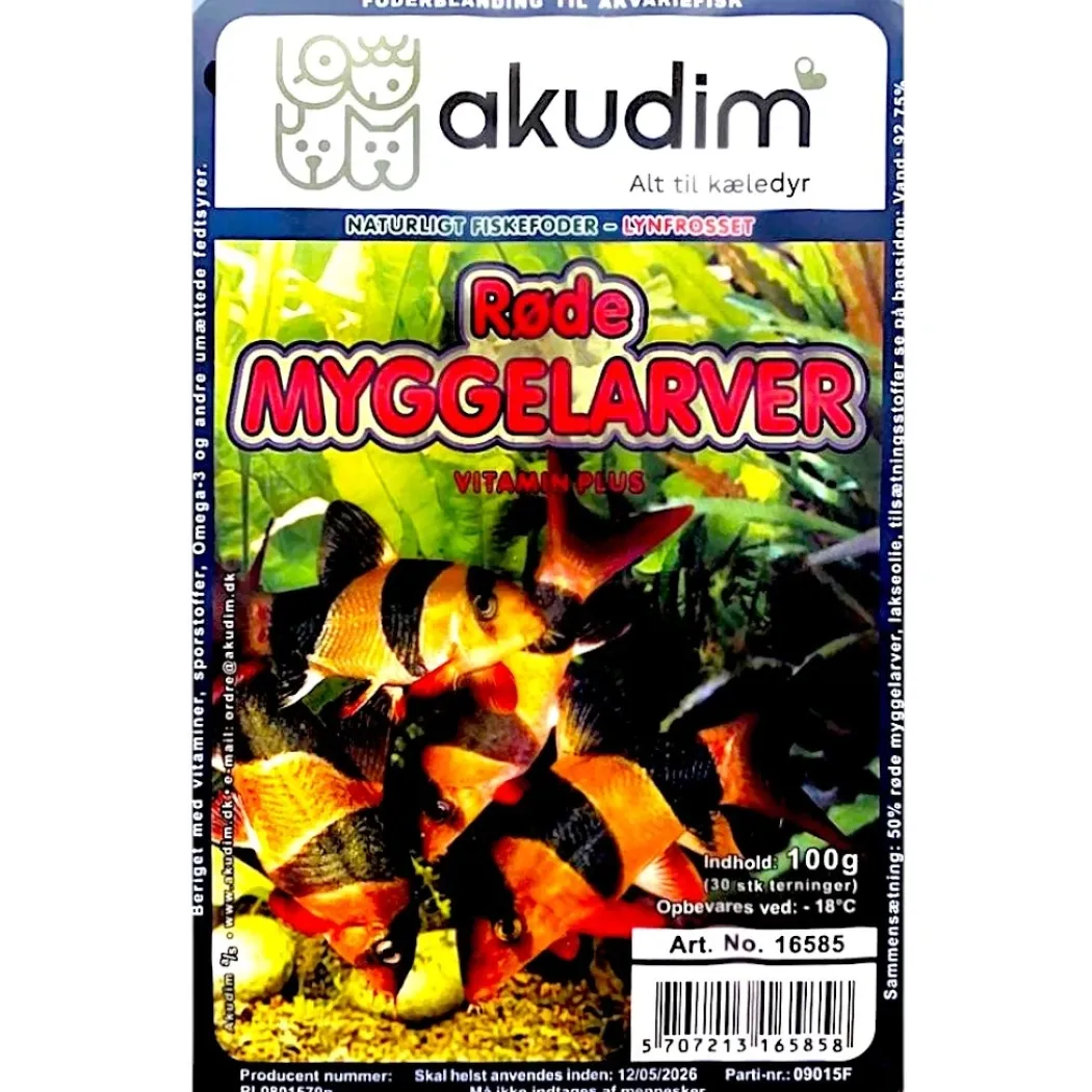 Frostfoder Røde myggelarver 100 g