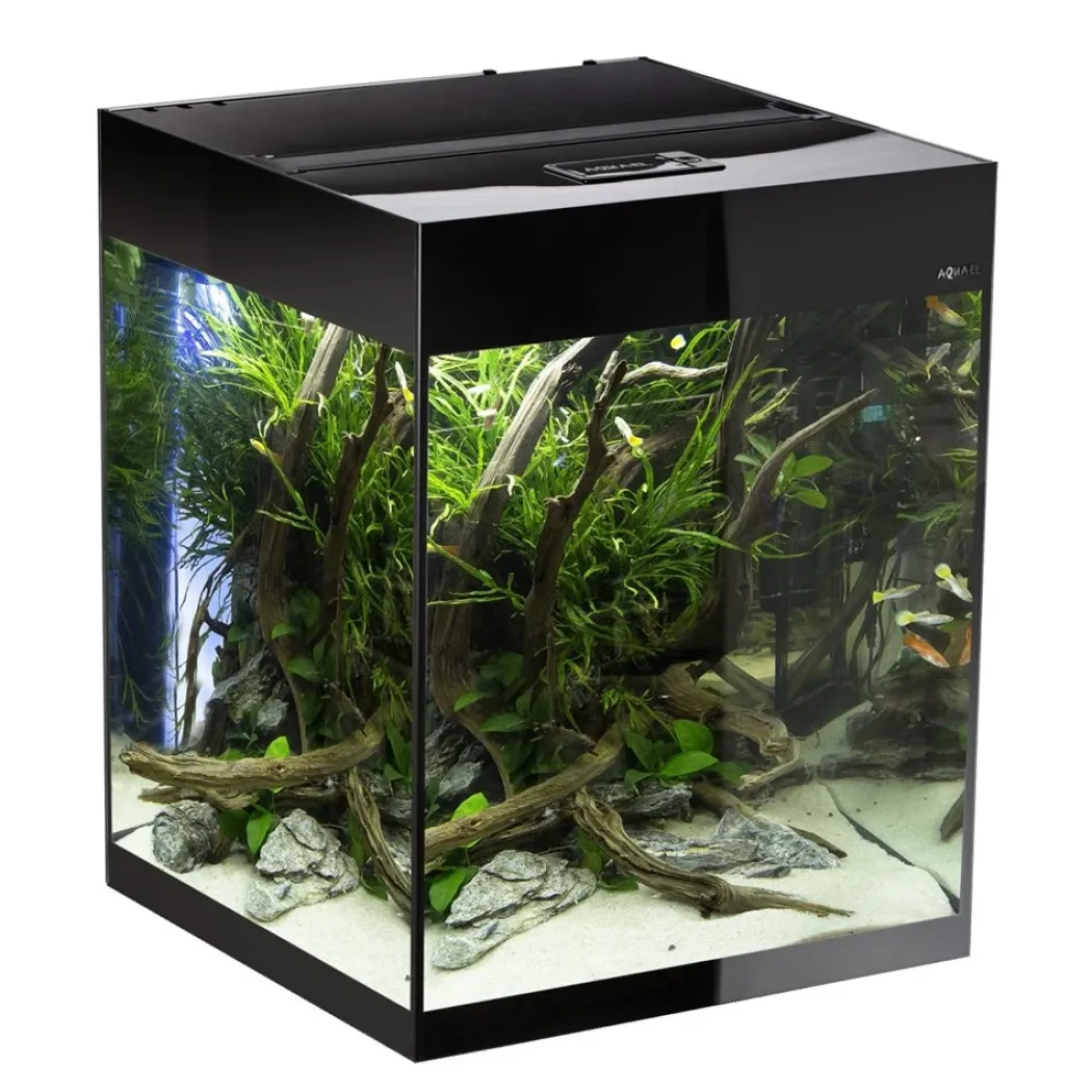 Glossy akvarie Cube 50x50x63 cm 132 L Sort